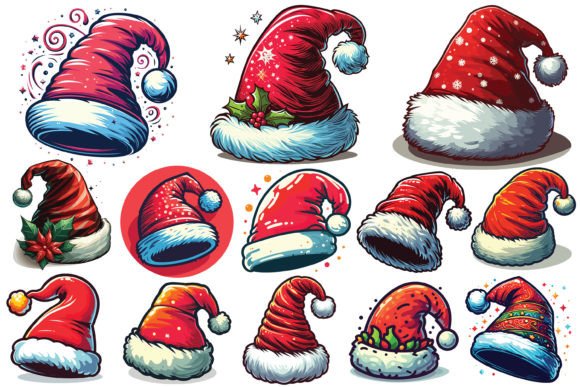 13 X Christmas Hat Bundle: Festive Illustrations for Brands