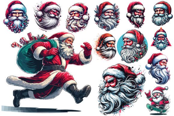 13 X Christmas Santa Bundle Illustrations Review