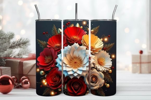 3D Christmas Flowers Tumbler Wrap: Illustrations Review