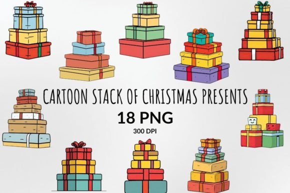 Cartoon Christmas Presents Sublimation Illustrations