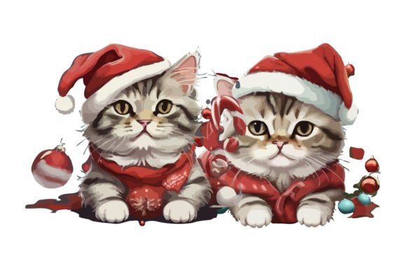 Christmas Cat Character: Festive Illustrations for Design