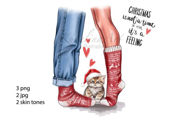 Christmas Clipart: Cozy Couple Illustrations