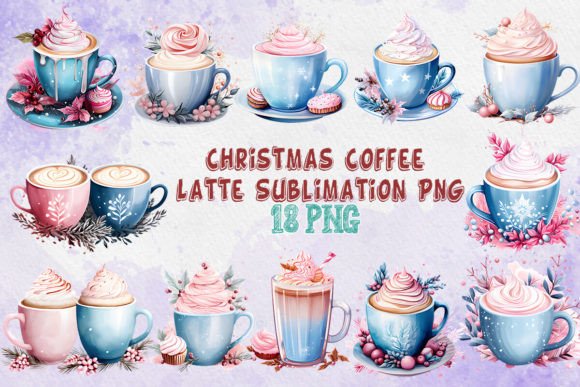 Christmas Coffee Latte Sublimation PNG: Festive Illustrations