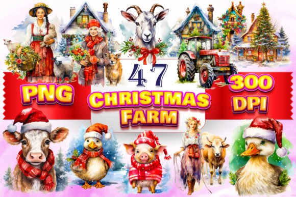 Christmas Farm Clipart Bundle: Illustrations Review