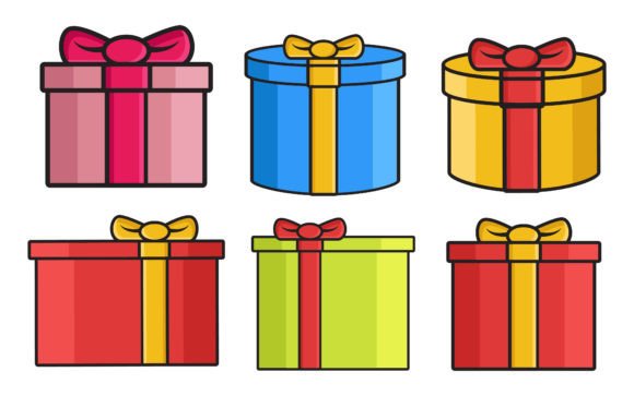 Christmas Gift Boxes Design Elements: Festive Illustrations
