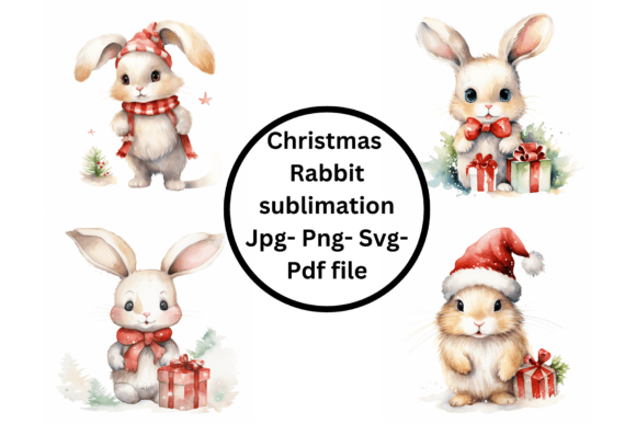 Christmas Rabbit Sublimation: Illustrations for Blogs