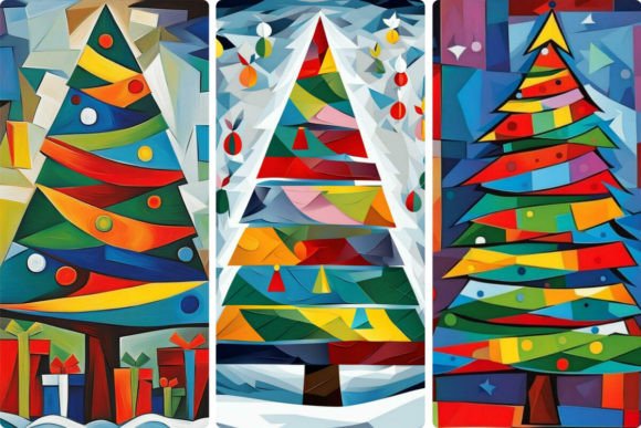 Christmas Tree, Cubism Style Illustrations Review
