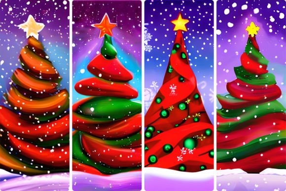 Christmas Tree in Winter Decor Illustrations