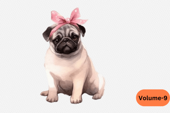 Christmas Watercolor Pug PNG for Illustrations