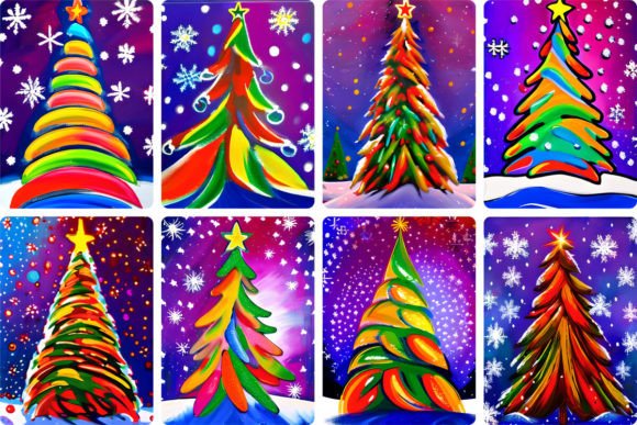 Colorful Christmas Tree Painting: Illustrations for Branding