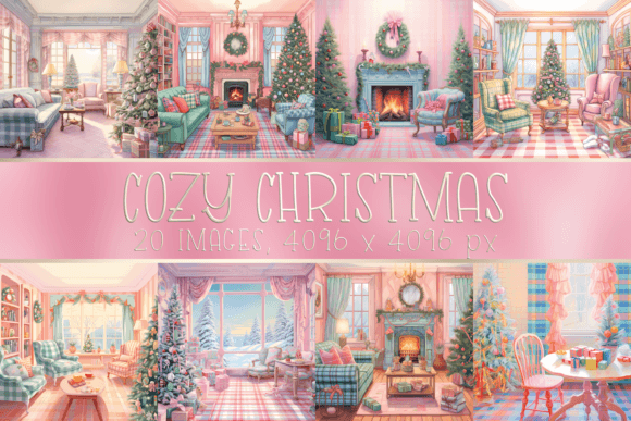 Cozy Pastel Christmas Home Illustrations Review