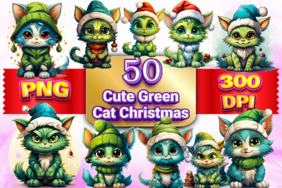 Cute Green Cat Christmas Clipart: Designer Review