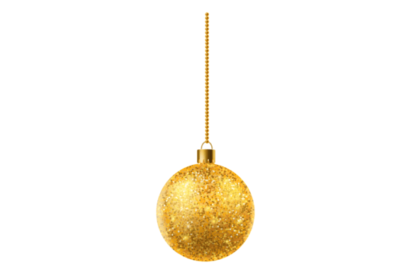 Golden Glitter Christmas Tree Ball Reali Illustrations