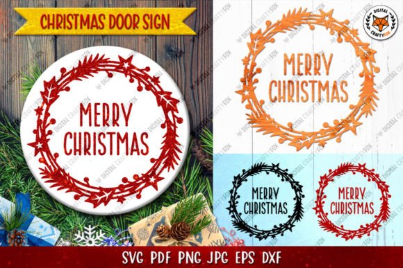 Merry Christmas Wreath SVG: Premium Illustrations