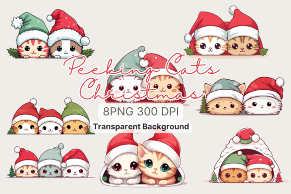 Peeking Cat Christmas Clipart: Illustrations Review