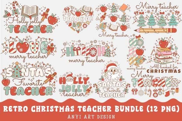 Retro Christmas Teacher Bundle: Illustrations Review