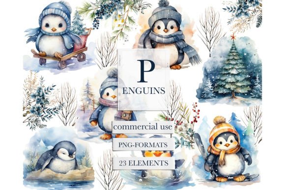 Reviewing Watercolor Christmas Penguin Clipart for Stitching