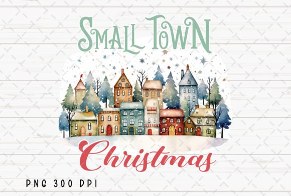 Small Town Hometown Merry Christmas PNG Illustrations