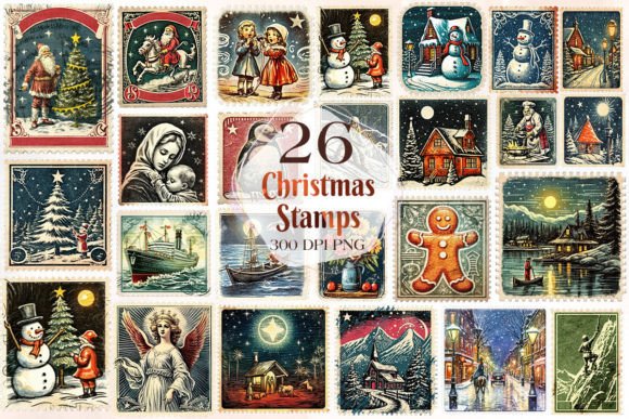 Vintage Old Christmas Stamps Clipart: A Designer’s Review
