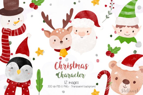 Watercolor Christmas Character Illustrations Review