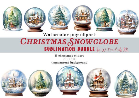 Watercolor Christmas Snowglobe Illustrations Review