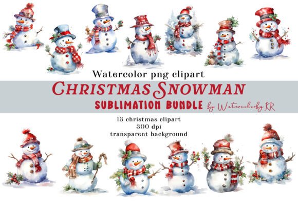 Watercolor Christmas Snowman Bundle: Festive Illustrations
