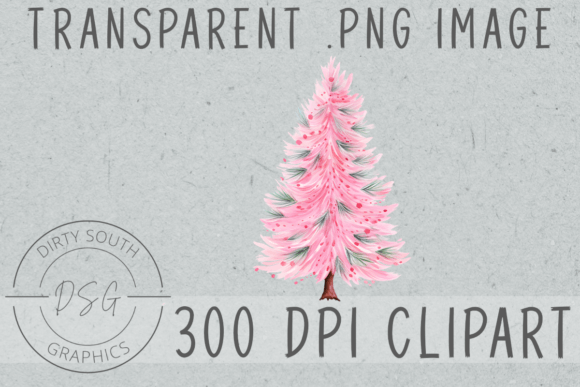 Watercolor Pink Christmas Tree Illustrations Review